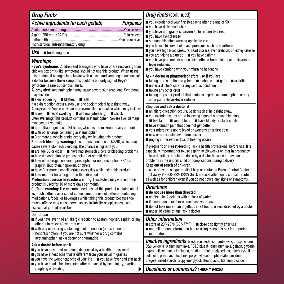 Amazon Basic Care Migraine Relief Geltabs, Pain Reliever, Acetaminophen 250 mg, Aspirin 250 mg (NSAID) and Caffeine 65 mg, Headache Relief, 80 Count - FENGGESTORE20