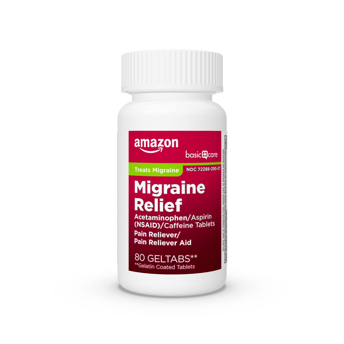 Amazon Basic Care Migraine Relief Geltabs, Pain Reliever, Acetaminophen 250 mg, Aspirin 250 mg (NSAID) and Caffeine 65 mg, Headache Relief, 80 Count - FENGGESTORE20