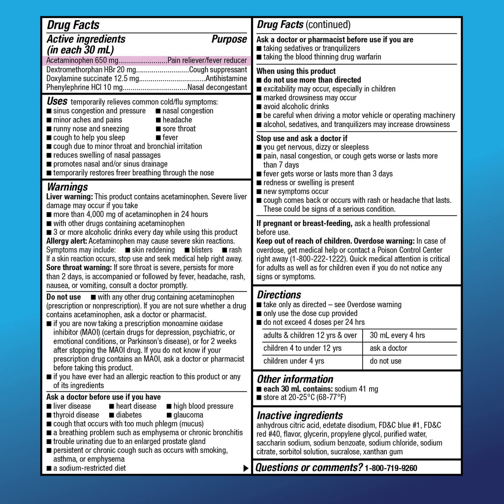 Amazon Basic Care Nighttime Severe Cold and Flu Syrup, Max Strength Liquid Medicine, Multi-Symptom Relief, for Adults and Children 12 Years and Older, Mixed Berry Flavor, 12 fl oz - FENGGESTORE20