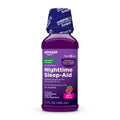 Amazon Basic Care Nighttime Sleep-Aid Liquid for Adults, Helps Fall Asleep Fast, Diphenhydramine HCl 50 mg, Mixed Berry Flavor, 12 fl oz (Pack of 1) - FENGGESTORE20