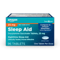 Amazon Basic Care Nighttime Sleep Aid Tablets for Adults, Doxylamine Succinate 25 mg, 96 Count - FENGGESTORE20
