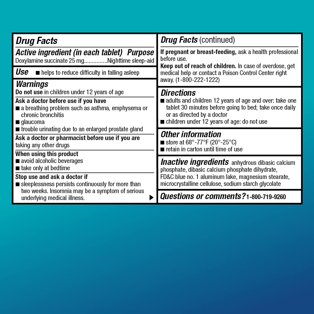 Amazon Basic Care Nighttime Sleep Aid Tablets for Adults, Doxylamine Succinate 25 mg, 96 Count - FENGGESTORE20