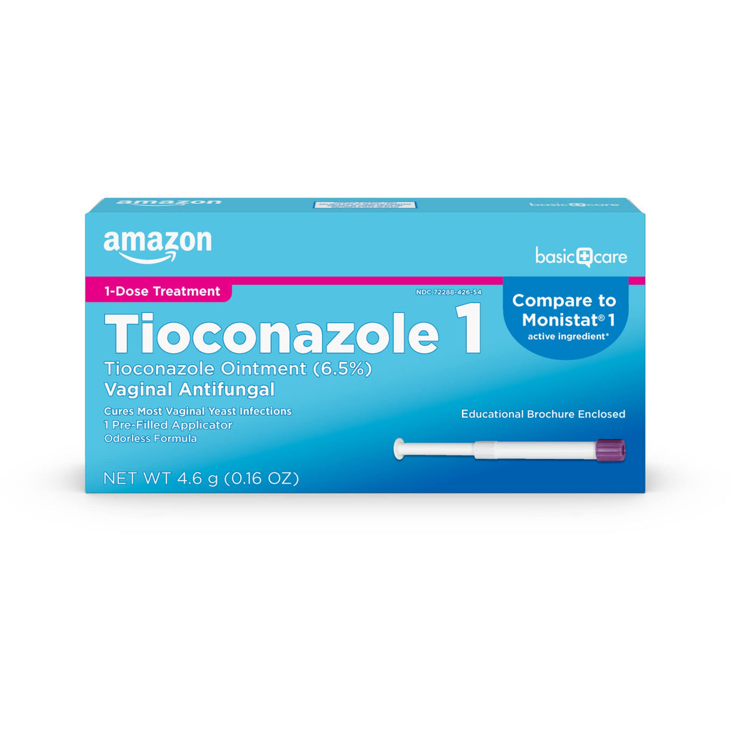 Amazon Basic Care Tioconazole Ointment 6.5 Percent, 1-Dose Yeast Infection Treatment For Women, Fast Acting Relief, Pre-Filled Applicator, Odorless Formula, 0.16 ounce (Pack of 1) - FENGGESTORE20