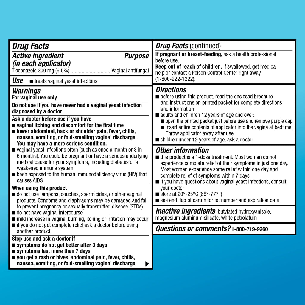 Amazon Basic Care Tioconazole Ointment 6.5 Percent, 1-Dose Yeast Infection Treatment For Women, Fast Acting Relief, Pre-Filled Applicator, Odorless Formula, 0.16 ounce (Pack of 1) - FENGGESTORE20