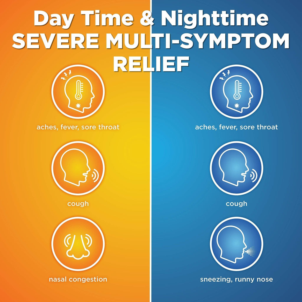 Amazon Basic Care Vapor Ice Day and Night Severe Cold and Flu Relief Caplets, Maximum Strength Multi-Symptom Medicine for Cough, Sore Throat, Nasal Congestion, 48 Count - FENGGESTORE20