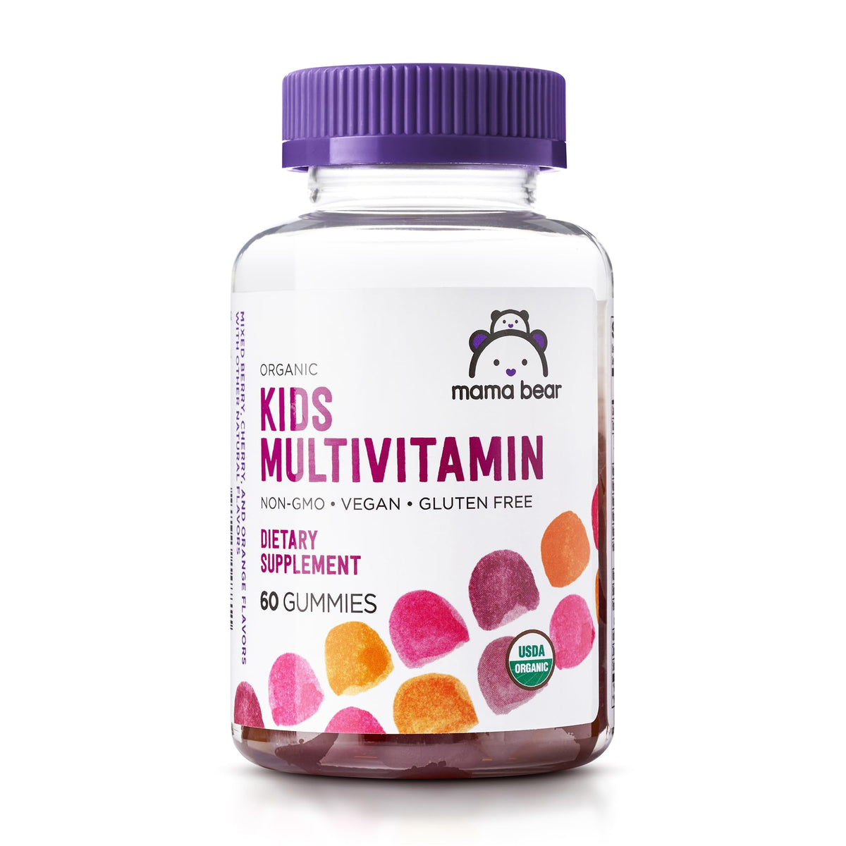 Amazon Brand - Mama Bear Organic Kids Multivitamin Gummies, Berry, Cherry & Orange, 60 Count, 1 Month Supply (Packaging May Vary) - FENGGESTORE20