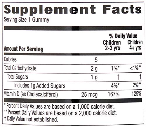Amazon Brand - Mama Bear Organic Kids Vitamin D3 25 mcg (1000 IU) Gummies per serving, Bone and Immune Health, Strawberry, 80 Count - FENGGESTORE20