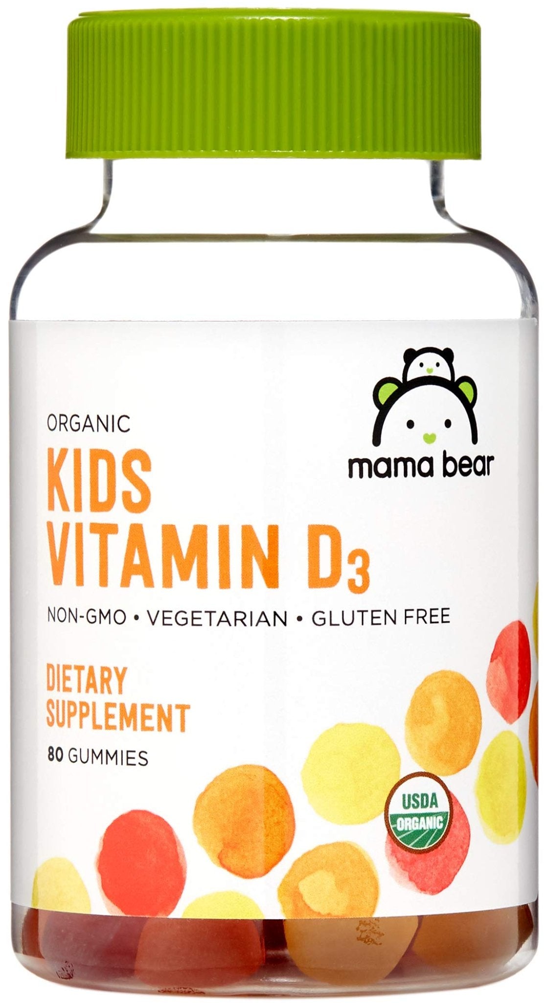 Amazon Brand - Mama Bear Organic Kids Vitamin D3 25 mcg (1000 IU) Gummies per serving, Bone and Immune Health, Strawberry, 80 Count - FENGGESTORE20