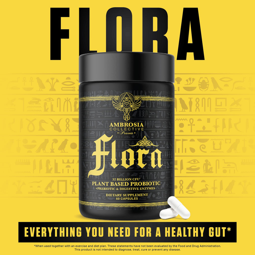 Ambrosia Flora Digestive Enzymes with Probiotics & Prebiotics | 32 Billion CFU Gut Health Supplement | Plant Based, Vegan Probiotic | 60 Veggie Capsules (30 Servings) - FENGGESTORE20
