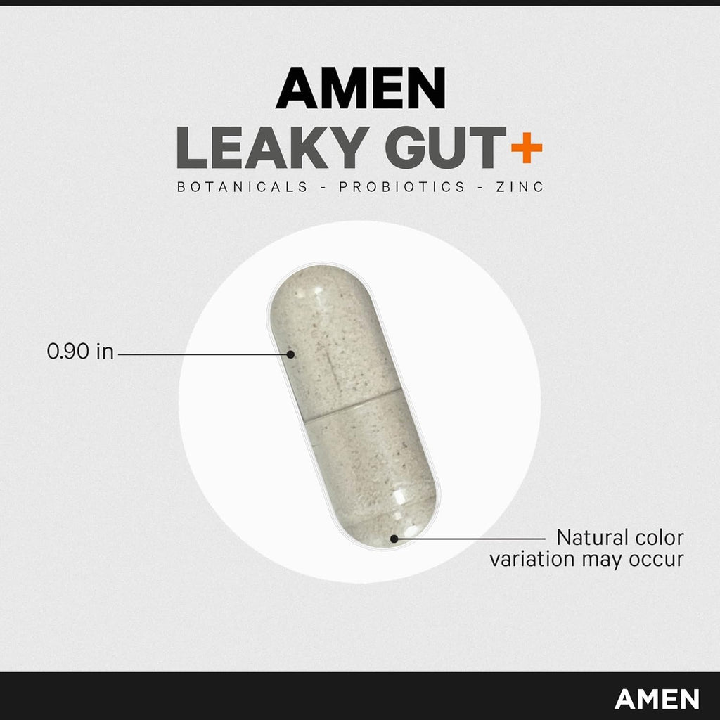 Amen Leaky Gut Supplement - Advanced Formula with Bioavailable L Glutamine, Zinc, Turmeric, DGL Licorice Root - Marshmallow Root - Probiotics & Fermented Prebiotics - FENGGESTORE20