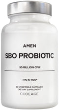 Amen Probiotics Supplement, SBO Probiotic and Organic Prebiotics, 50 Billion CFUs, Shelf Stable, No Refrigeration Required, Flora Daily Probiotic Formula for Women & Men - FENGGESTORE20