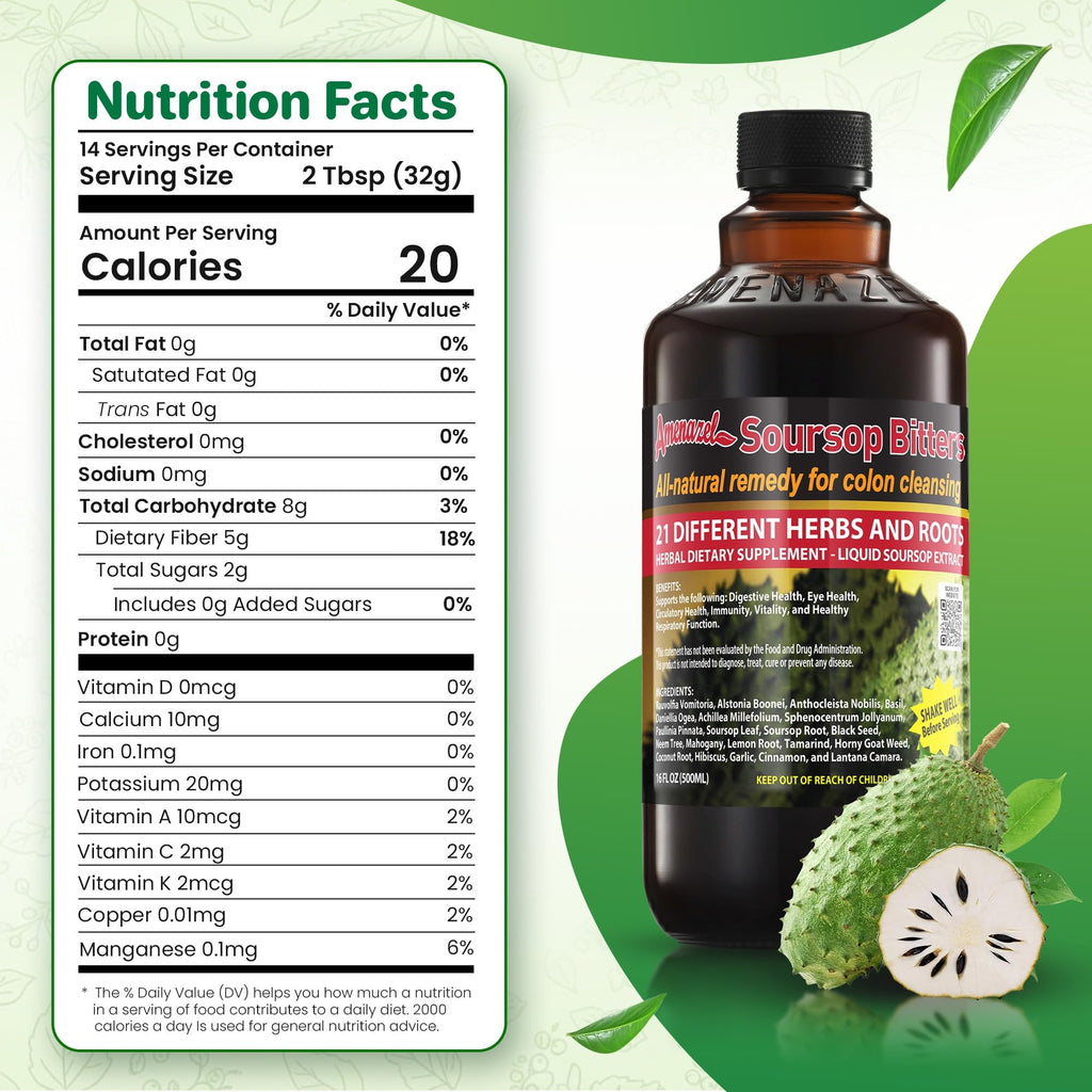 Amenazel Organic Soursop Bitters, 16 fl oz - FENGGESTORE20