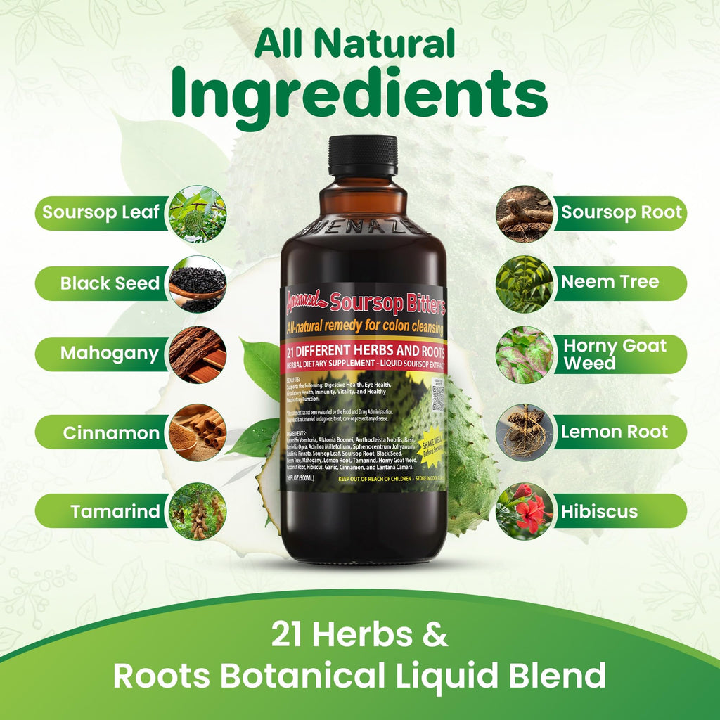 Amenazel Organic Soursop Bitters, 16 fl oz - FENGGESTORE20