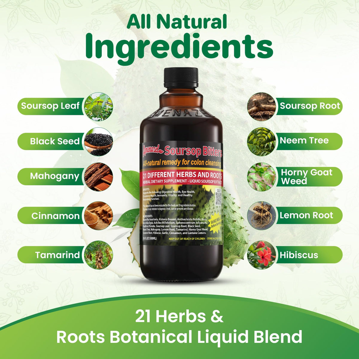 Amenazel Organic Soursop Bitters, 16 fl oz - FENGGESTORE20