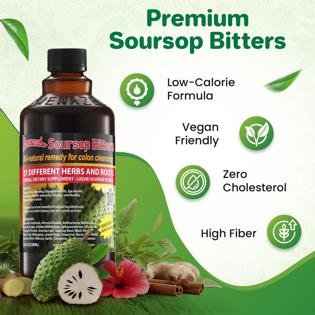 Amenazel Organic Soursop Bitters, 16 fl oz - FENGGESTORE20