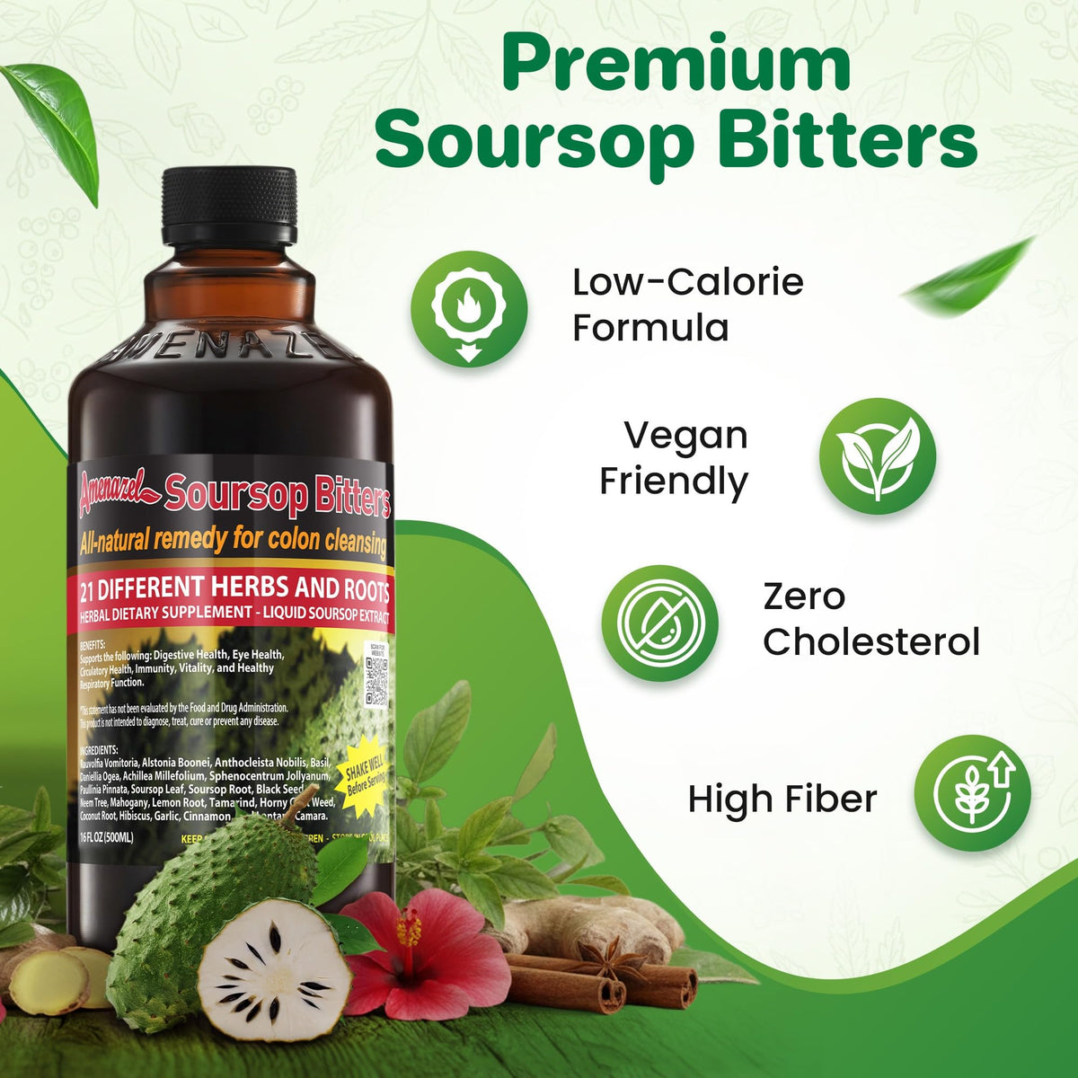 Amenazel Organic Soursop Bitters, 16 fl oz - FENGGESTORE20