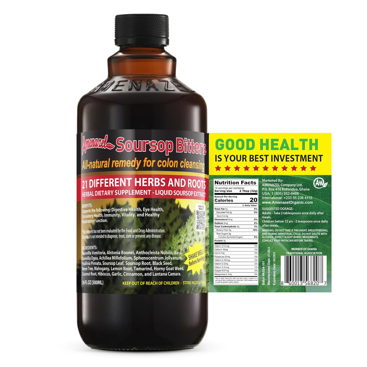 Amenazel Organic Soursop Bitters, 16 fl oz - FENGGESTORE20