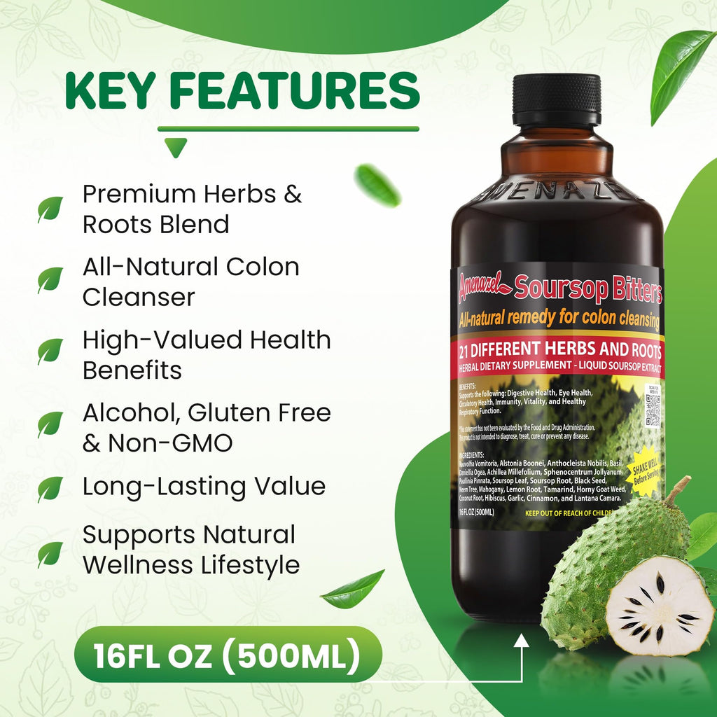 Amenazel Organic Soursop Bitters, 16 fl oz - FENGGESTORE20
