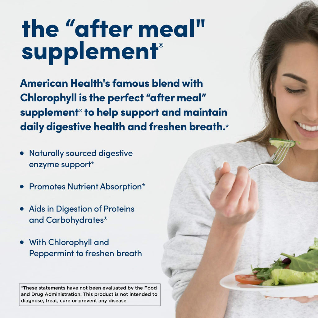 American Health Chewable Papaya Enzyme with Chlorophyll 600 Chwbls - FENGGESTORE20