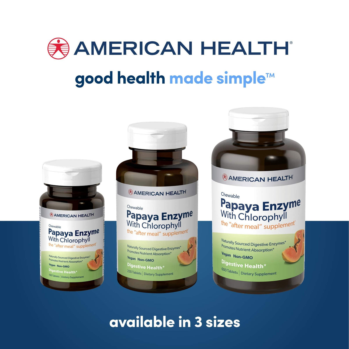 American Health Chewable Papaya Enzyme with Chlorophyll 600 Chwbls - FENGGESTORE20