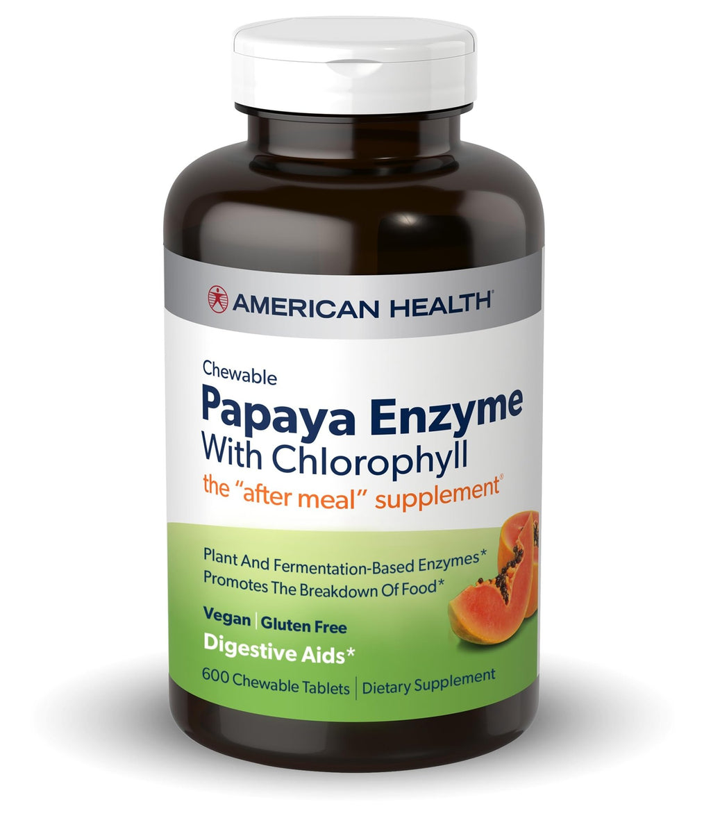 American Health Chewable Papaya Enzyme with Chlorophyll 600 Chwbls - FENGGESTORE20