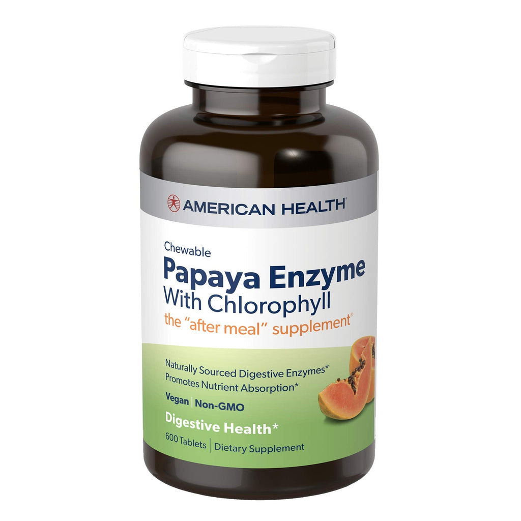 American Health Chewable Papaya Enzyme with Chlorophyll 600 Chwbls - FENGGESTORE20