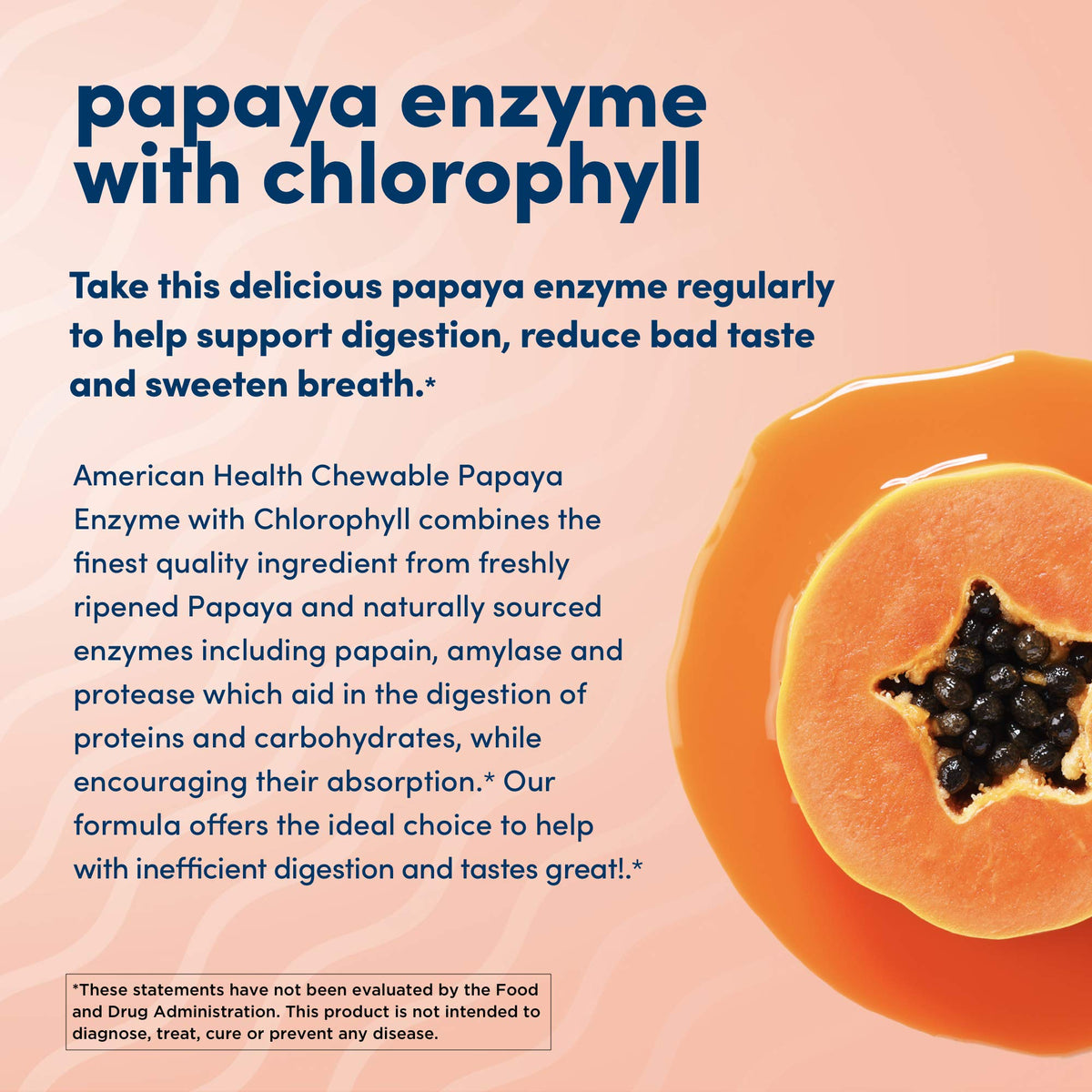 American Health Chewable Papaya Enzyme with Chlorophyll 600 Chwbls - FENGGESTORE20