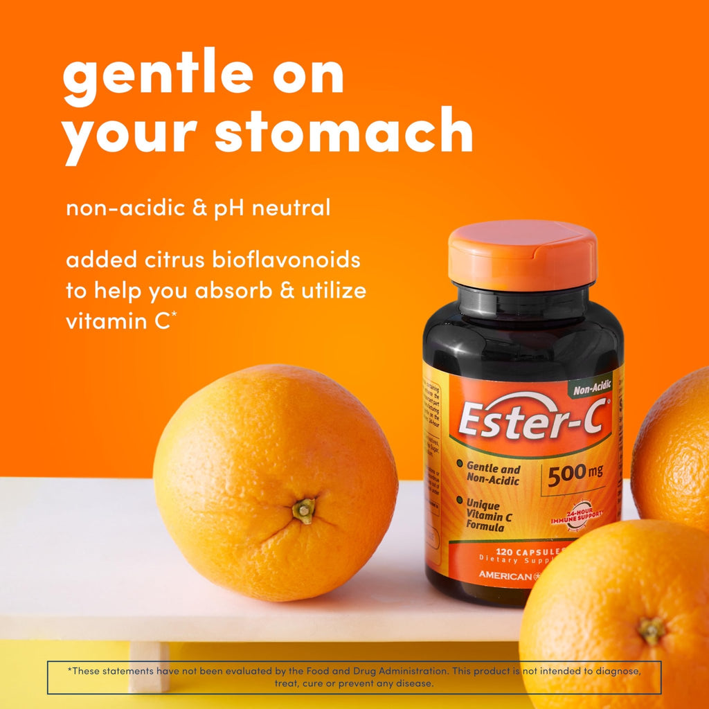 American Health Ester-C with Citrus Bioflavonoids Capsules - Gentle On Stomach, Non-Acidic Vitamin C - 500 mg, - FENGGESTORE20
