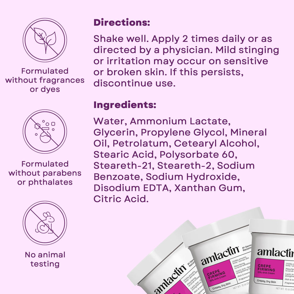 AmLactin Crepe Firming Cream - Therapeutic Skin Tightening Cream for Body – No-Scrub Exfoliator and Moisturizer - FENGGESTORE20