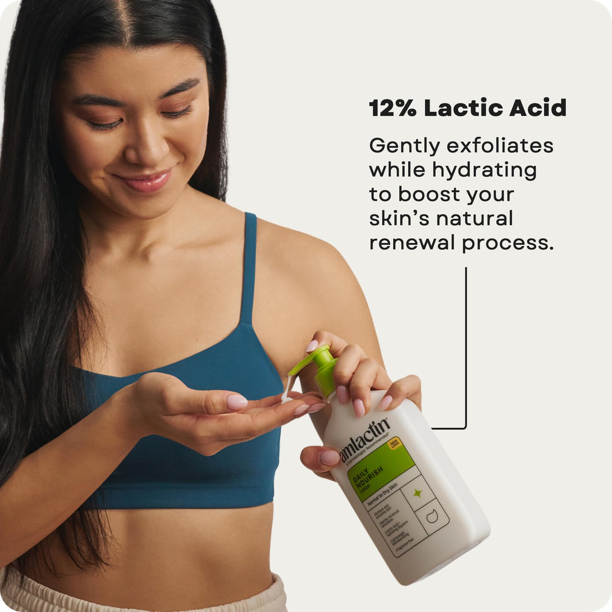 AmLactin Daily Nourish Therapeutic Body Lotion for Dry Skin - No-Scrub Exfoliator and Moisturizer 12% Lactic Acid Lotion - FENGGESTORE20