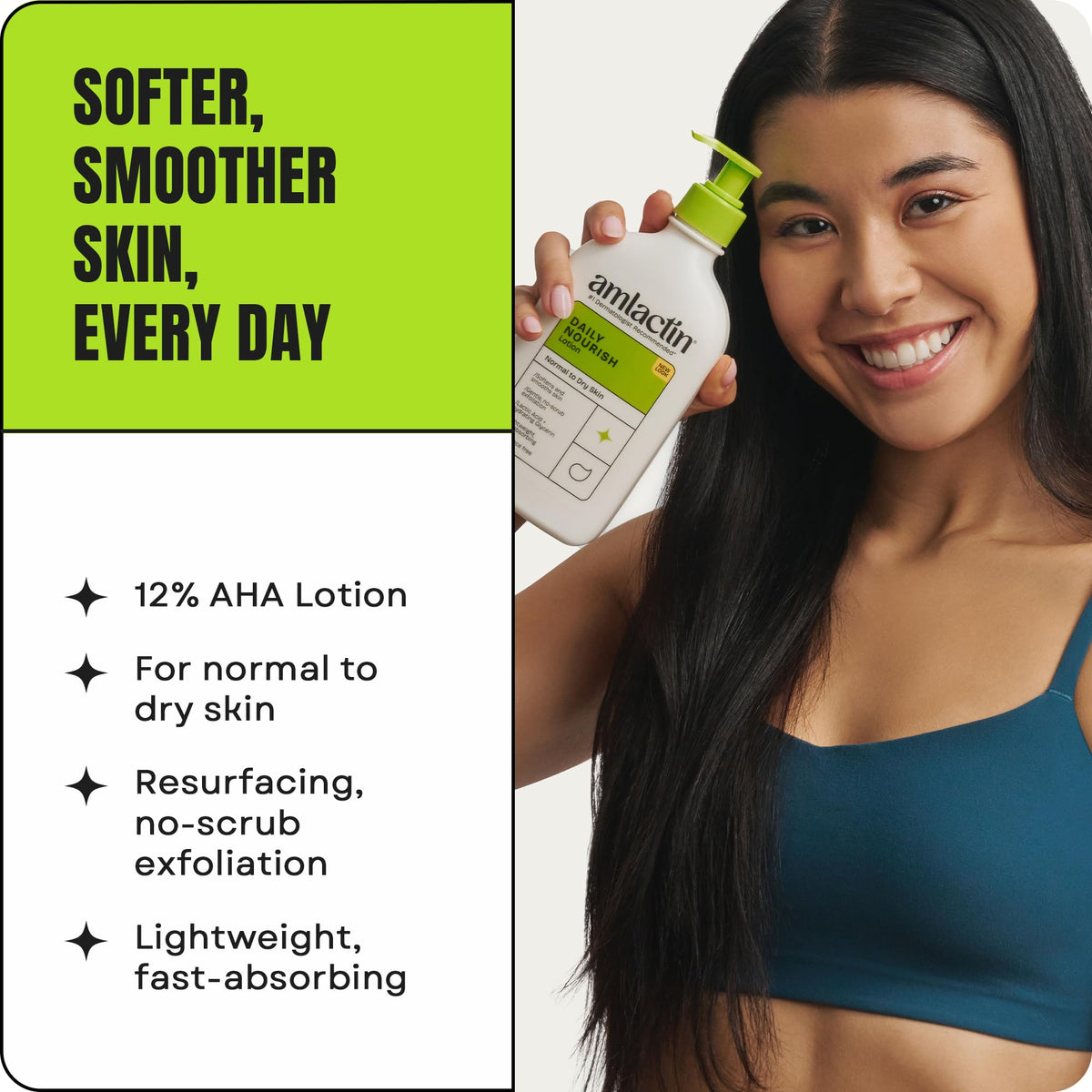 AmLactin Daily Nourish Therapeutic Body Lotion for Dry Skin - No-Scrub Exfoliator and Moisturizer 12% Lactic Acid Lotion - FENGGESTORE20