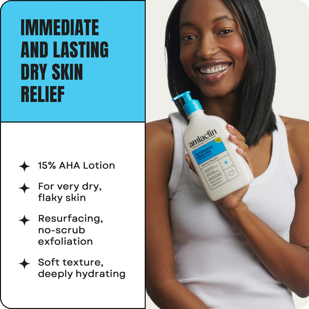 AmLactin Intensive Healing Body Lotion - Therapeutic Lotion for Extremely Dry Skin - No-Scrub Exfoliator and Moisturizer - FENGGESTORE20