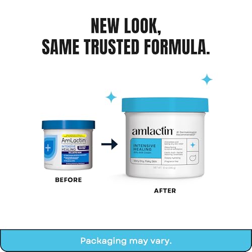 AmLactin Intensive Healing - Therapeutic Body Cream for Extremely Dry Skin - No-Scrub Exfoliator and Body Moisturizer Cream - FENGGESTORE20