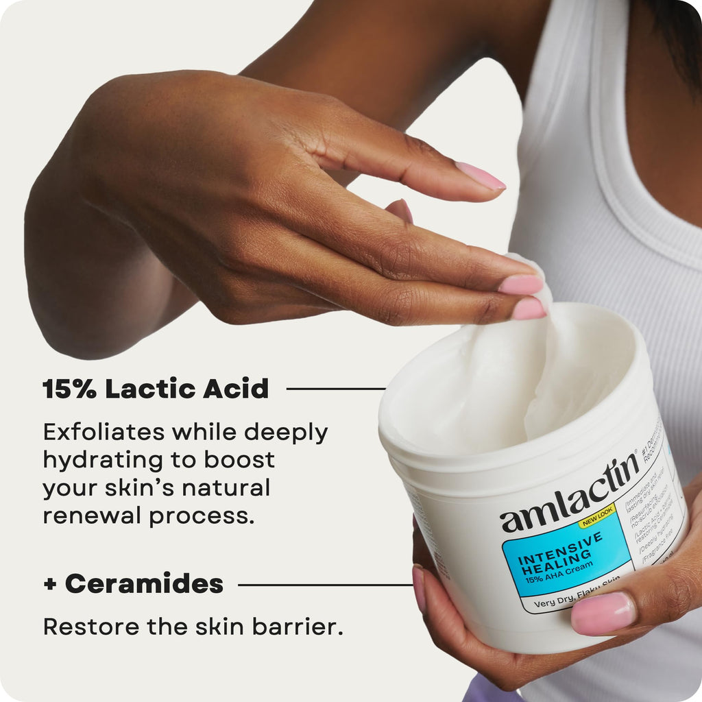AmLactin Intensive Healing - Therapeutic Body Cream for Extremely Dry Skin - No-Scrub Exfoliator and Body Moisturizer Cream - FENGGESTORE20