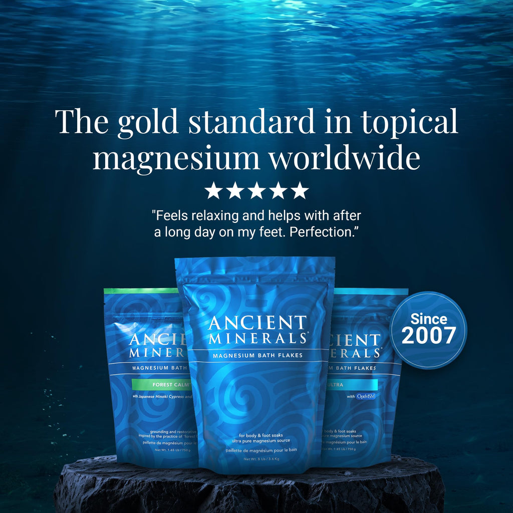 Ancient Minerals Magnesium Bath Flakes Ultra with OptiMSM – Pure Zechstein Magnesium Chloride and Organic Sulfur Bath Salts, - FENGGESTORE20