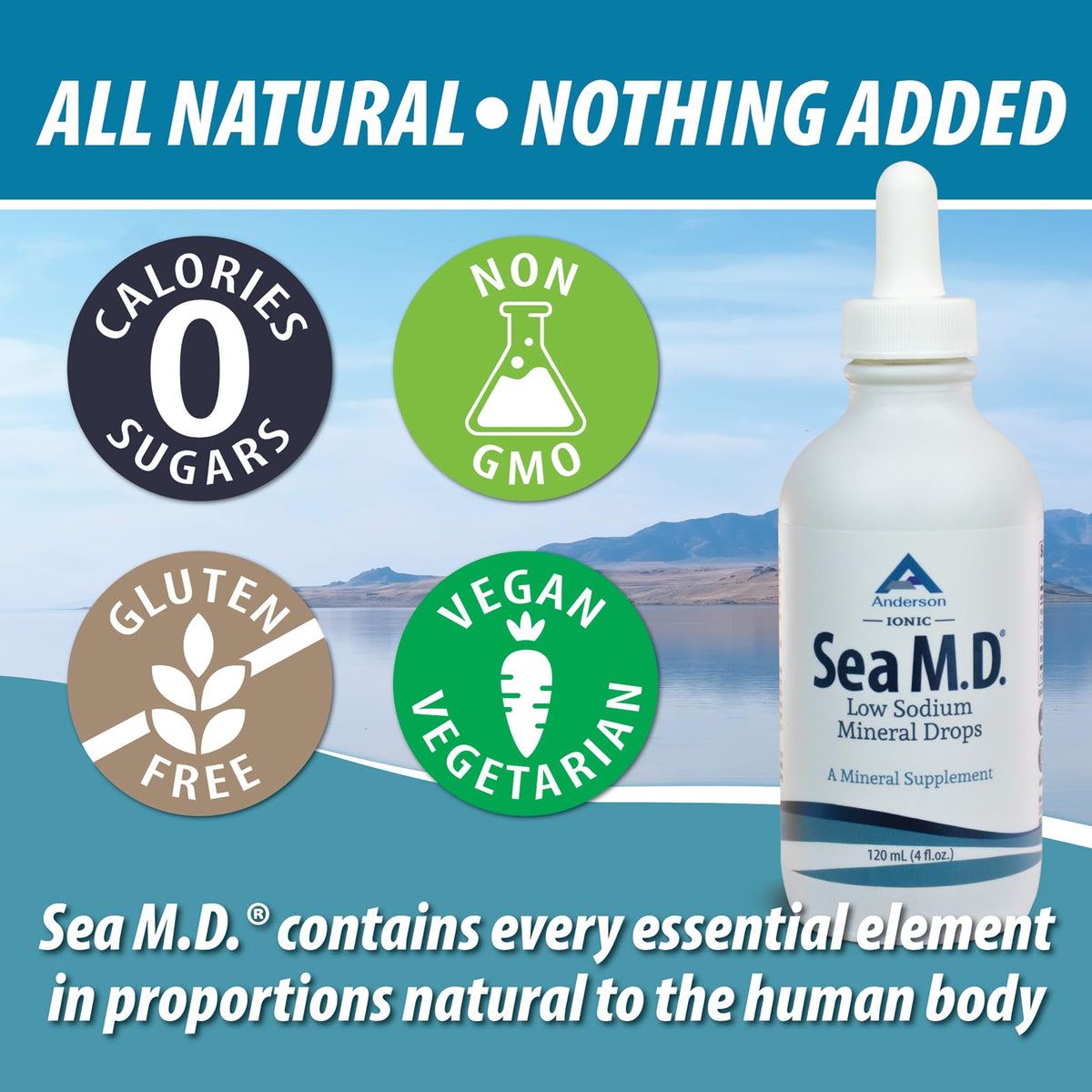 Anderson Sea M.D. Concentrated Trace Mineral Drops, 79 Trace Minerals with Magnesium, Sodium and Chloride Electrolytes - Supports Hydration, Energy - FENGGESTORE20