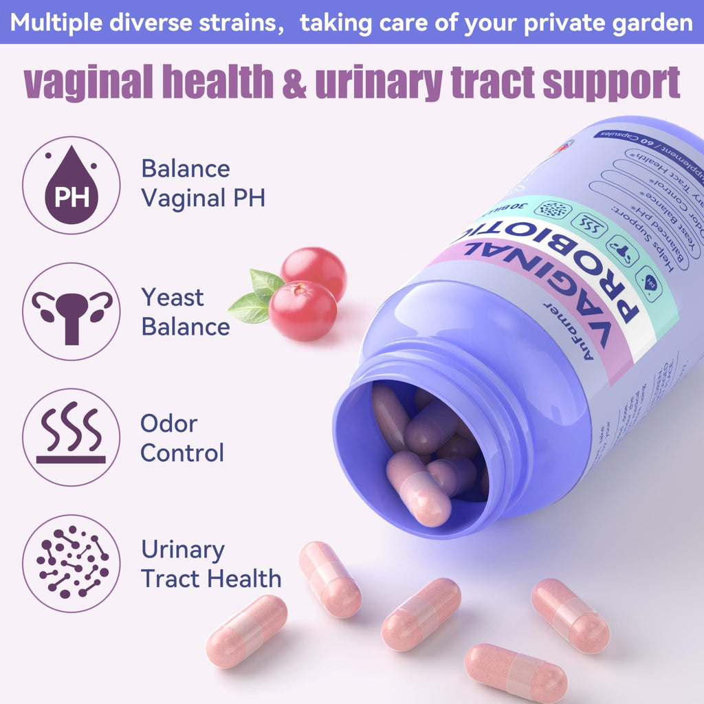 AnFamer Vaginal Probiotics for Women Female,Promotes Ph Balance,Healthy Vaginal Odor & Flora,Urinary Tract Health with Prebiotics & Lactobacillus Probiotic - FENGGESTORE20