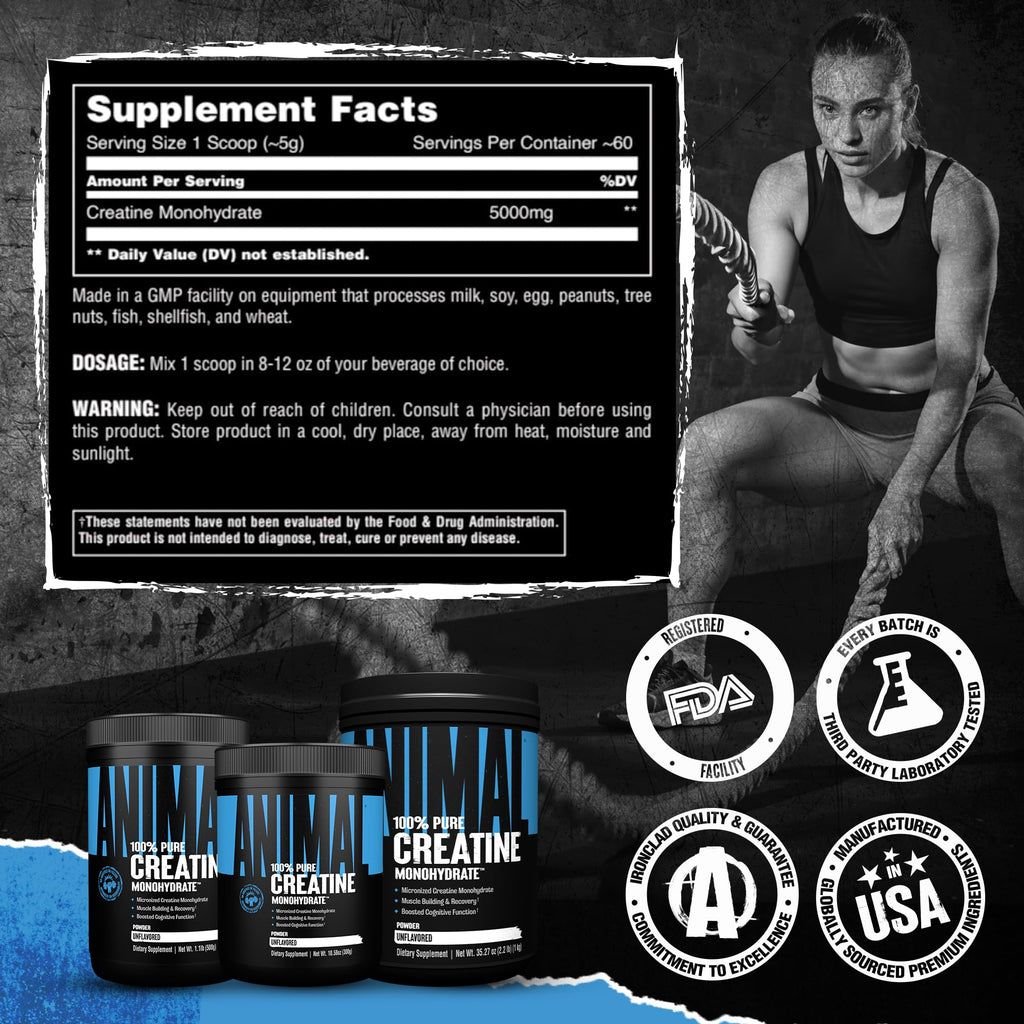 Animal Creatine Monohydrate Powder — Micronized for Muscle Recovery, Cellular Energy, and Daily Wellness — for Men and Women - FENGGESTORE20