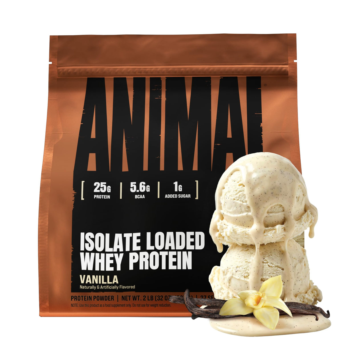 Animal Whey Isolate Protein Powder - Loaded for Pre & Post Workout Muscle Builder and Recovery with Digestive Enzymes for Men & Women - 25g Protein, Great Taste, Low Sugar - Vanilla 2 lbs - FENGGESTORE20