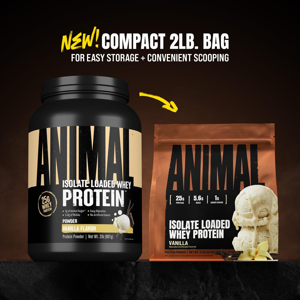 Animal Whey Isolate Protein Powder - Loaded for Pre & Post Workout Muscle Builder and Recovery with Digestive Enzymes for Men & Women - 25g Protein, Great Taste, Low Sugar - Vanilla 2 lbs - FENGGESTORE20
