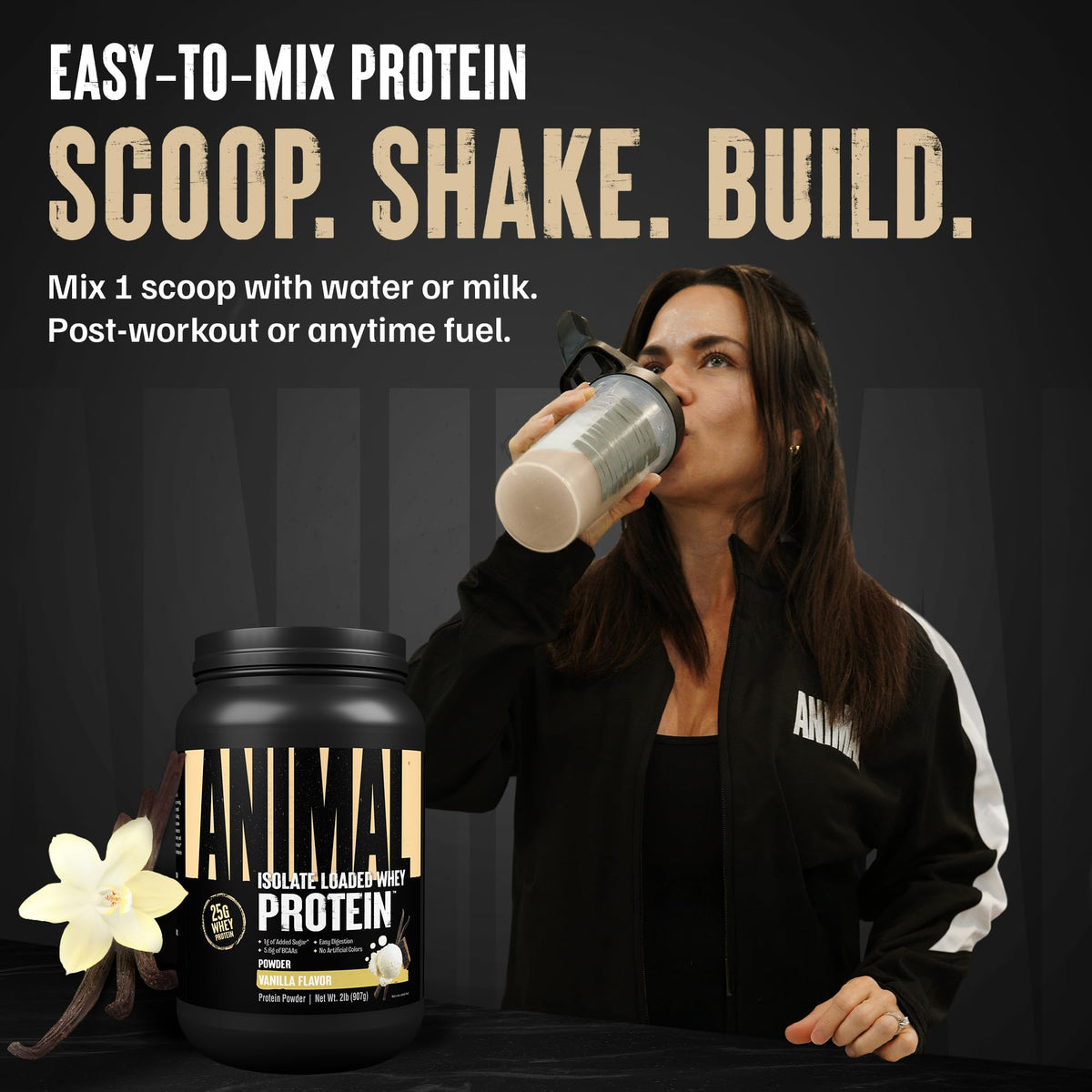 Animal Whey Isolate Protein Powder - Loaded for Pre & Post Workout Muscle Builder and Recovery with Digestive Enzymes for Men & Women - 25g Protein, Great Taste, Low Sugar - Vanilla 2 lbs - FENGGESTORE20