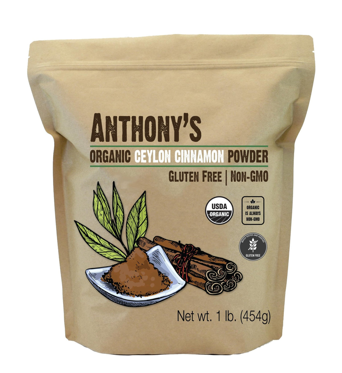 Anthony's Organic Ceylon Cinnamon Powder, 1 lb, Ground, Gluten Free, Non Irradiated, Non GMO, Keto Friendly - FENGGESTORE20