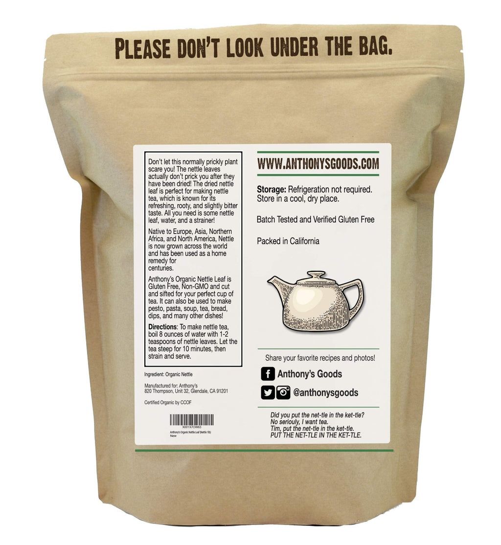 Anthony's Organic Nettle Leaf, 1 lb, Gluten Free, Non GMO, Cut & Sifted, Non Irradiated, Keto Friendly - FENGGESTORE20