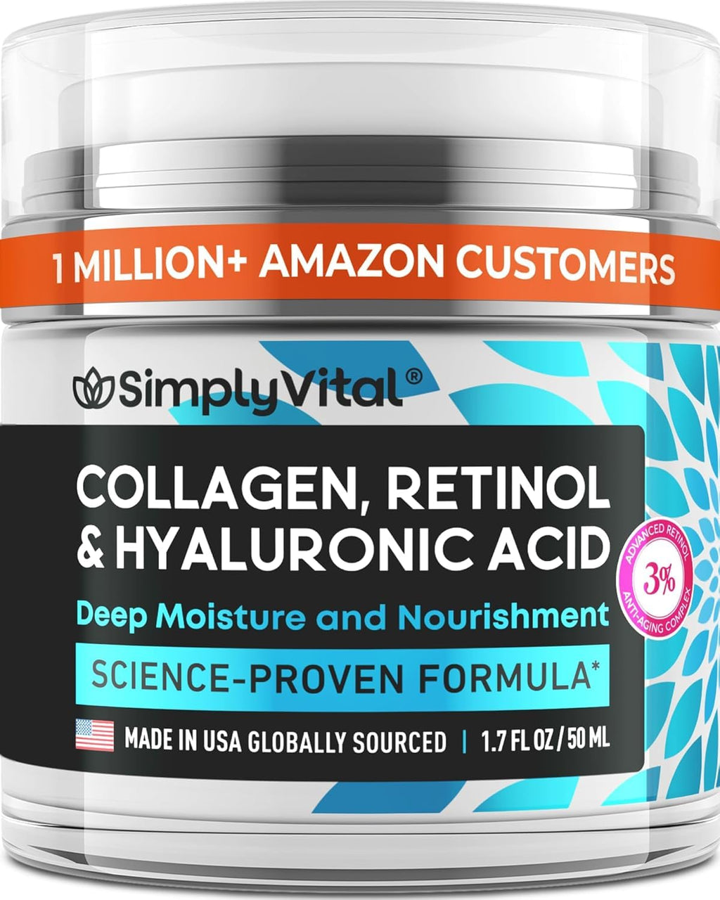 Anti-Aging Face Moisturizer with Retinol, Collagen & Hyaluronic Acid - Made in USA - Moisturizer Face Cream for Women & Men - Firming & Hydrating Neck Cream - Day & Night Skin Care - 1.7 fl oz - FENGGESTORE20