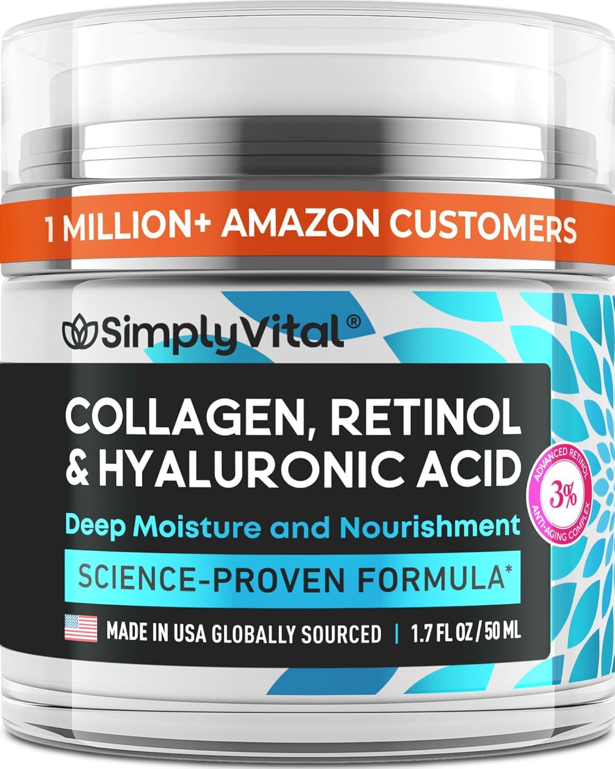 Anti-Aging Face Moisturizer with Retinol, Collagen & Hyaluronic Acid - Made in USA - Moisturizer Face Cream for Women & Men - Firming & Hydrating Neck Cream - Day & Night Skin Care - 1.7 fl oz - FENGGESTORE20