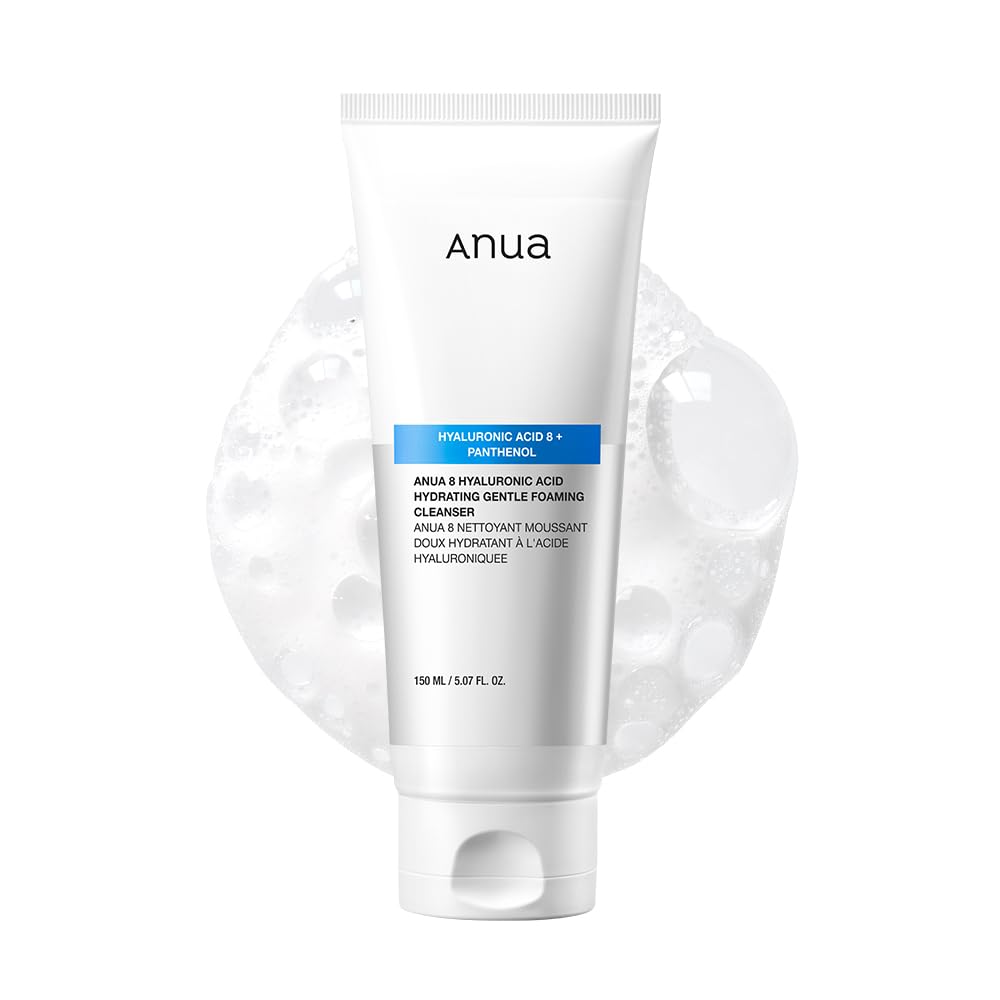 Anua Hydrating Gentle Foaming Cleanser, Hyaluronic Acid, Glycerin, Zinc, Panthenol, Korean Face Wash for Dry Skin - FENGGESTORE20