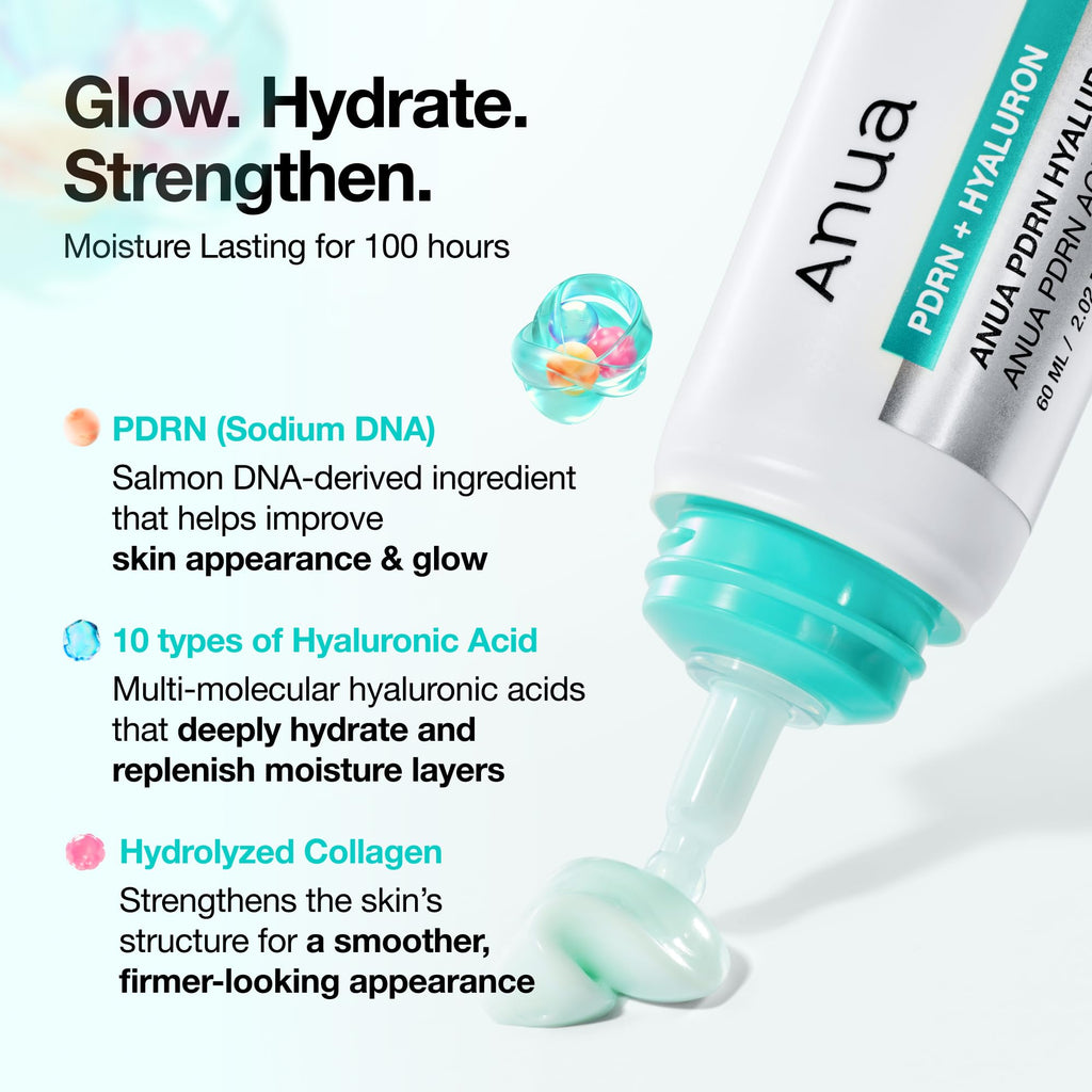 Anua PDRN Hyaluronic Acid 100 Moisturizing Cream, Lightweight, Non-Greasy Hydrating Face Moisturizer with Salmon DNA for Glass Skin, Korean Skincare (2.02 fl oz) - FENGGESTORE20