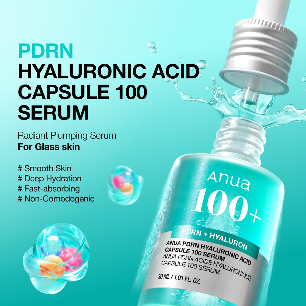 Anua PDRN Hyaluronic Acid Capsule 100 Serum, Radiant Face Serum, Salmon DNA, Hyaluronic Acid, Hydration, Moisture Plumping Effect - FENGGESTORE20
