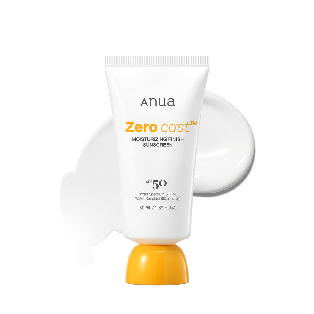 Anua, Zero-Cast Moisturizing Sunscreen SPF 50, Glow Natural Sunscreen for face, No White - FENGGESTORE20