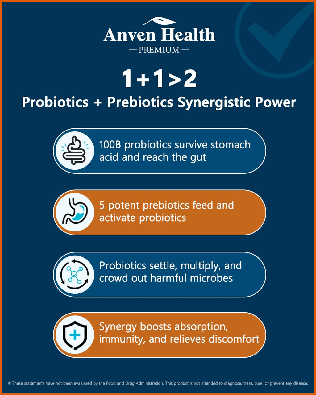 Anven Health 100 Billion Probiotics for Men and Women 27 Strains 5 Organic Prebiotics for Gut Digestive & Immune Health, Supports Diarrhea Gas Bloating - FENGGESTORE20